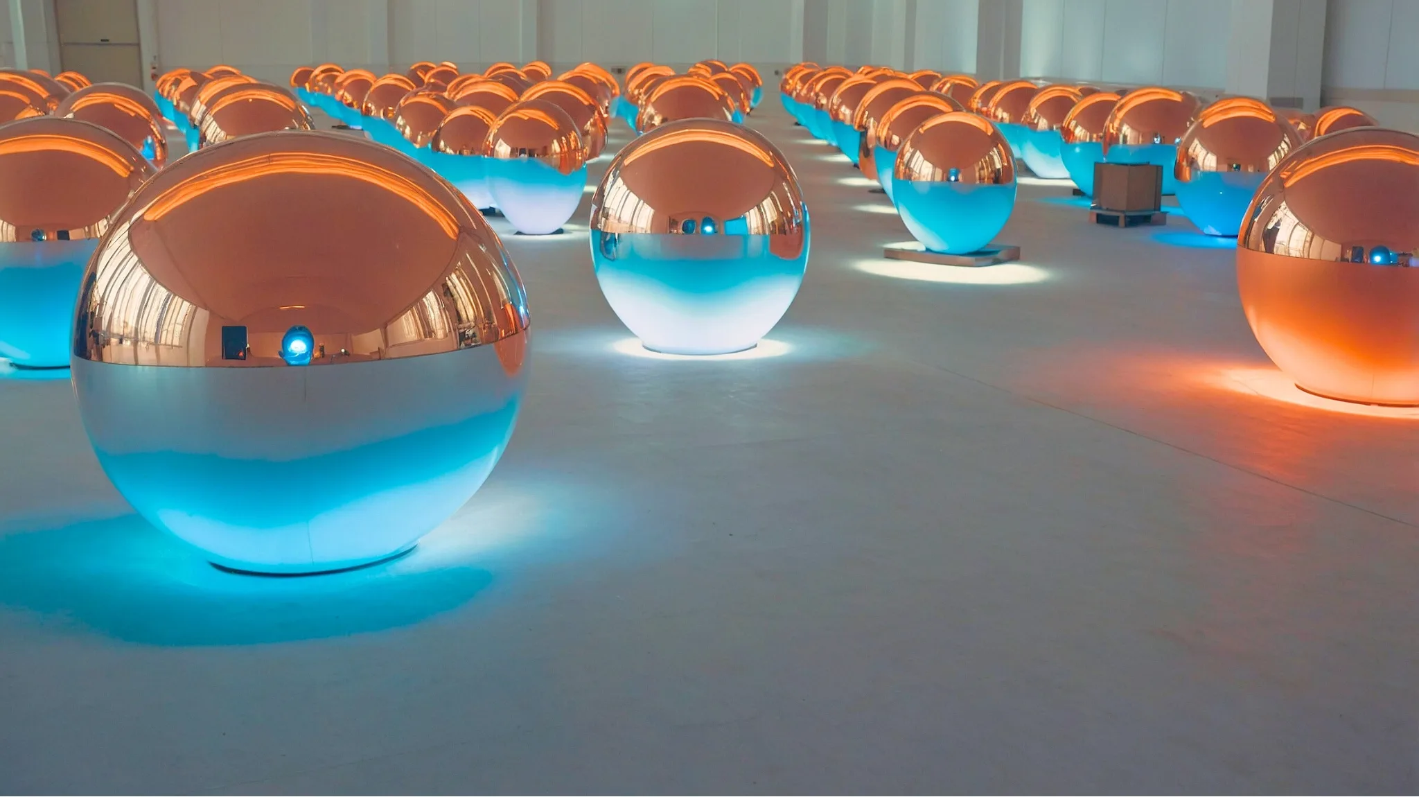 Managed Backup Services - IT-Systemhaus Leuchtende Kugeln in moderner Umgebung als Metapher für strukturierte und automatisierte Managed Backup Lösungen - IT-Systemhaus