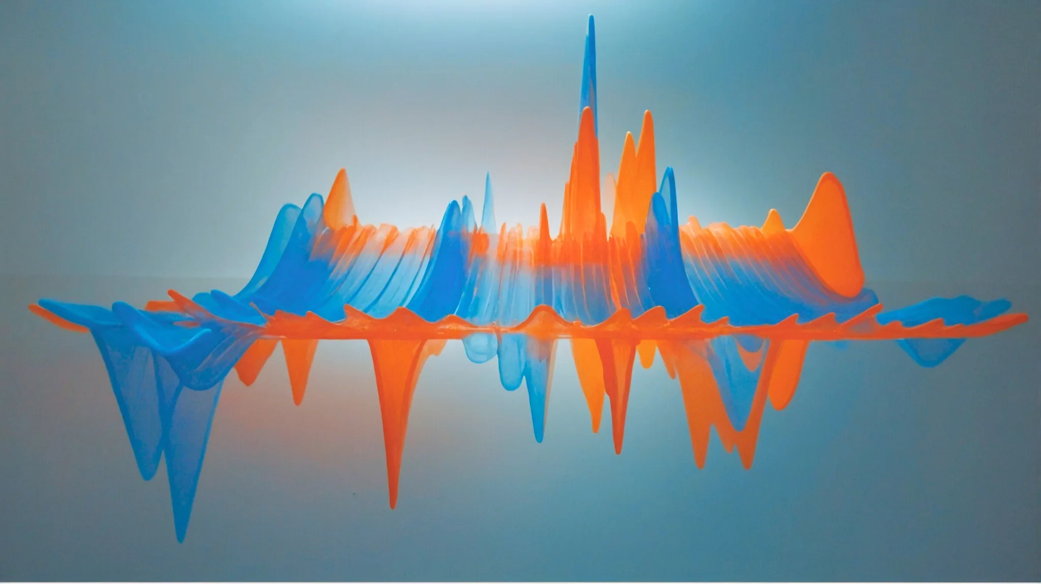 Visualisierung für Managed Monitoring Services im IT-Bereich Abstrakte Darstellung in Blau und Orange als Symbol für kontinuierliches Monitoring von IT-Systemen durch unser IT-Systemhaus und frühzeitige Erkennung von Störungen