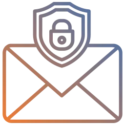 E-Mail-Sicherheit zur Absicherung geschäftlicher Kommunikation Icon zur E-Mail-Sicherheit mit Schloss und Briefumschlag, stellvertretend für verschlüsselte Kommunikation, Spam-Schutz und Phishing-Abwehr im Unternehmensumfeld