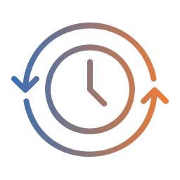 Icon mit Uhr als Symbol für Effizienzsteigerung durch Optimierung von IT-Infrastruktur und Prozessen zur besseren Ressourcennutzung