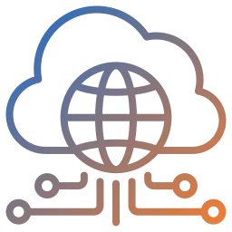Symbol für Public Cloud mit Weltkugel und vernetzter Cloud zur Darstellung von skalierbarer und kosteneffizientes Rechenzentrum