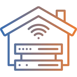 Symbol für Serverhousing und Rackspace mit Servern im Gebäude zur Darstellung sicherer und skalierbarer IT-Infrastruktur im Rechenzentrum
